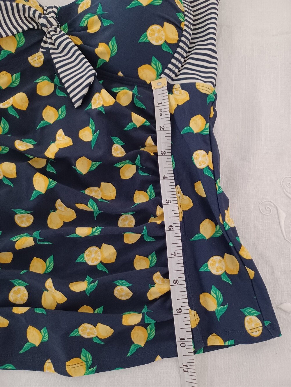 🍋 Merona Retro Lemon & Stripe Halter Tankini Top- Size S - Picture 6 of 8